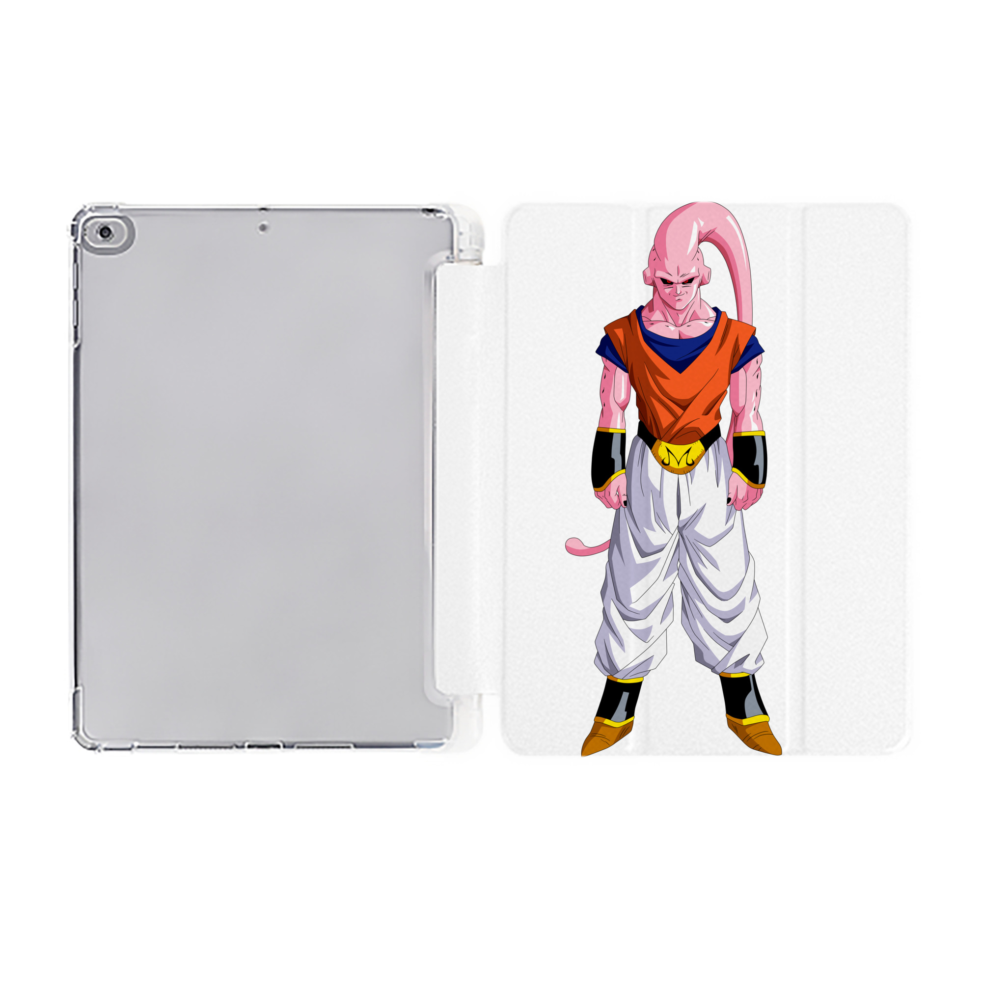 （画像用） ドラゴンボール 魔人ブウ DRAGON BALL Majin Buu IPad ケース ペン収納付き 三つ折りスタンド PUレザー×シリコン 対応機種9.5/10.5/10.9インチ